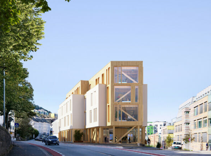 Nybygg av kontorbygg ved Solheimsviken i Bergen
