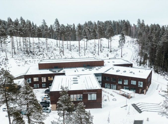 Riving og nybygg av ungdomsskole og idrettshall i Hønefoss