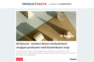 Verdens første resirkulerbare vinylgulv | VEGA SCENE | Armering og armeringstilbehør | Glasopor til veivedlikehold | Brannvinduer