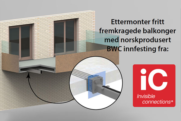 Ettermonter fritt fremkragede balkonger med norskprodusert BWC innfesting