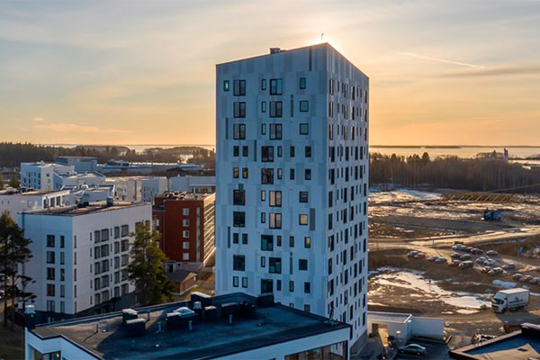 Finlands høyeste trebygg kledd med Steni fasadeplater