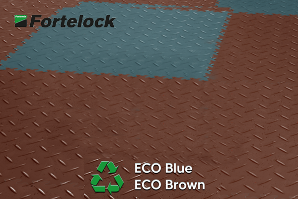 Fortelock PVC-fliser i ECO Blå og ECO Brun farger