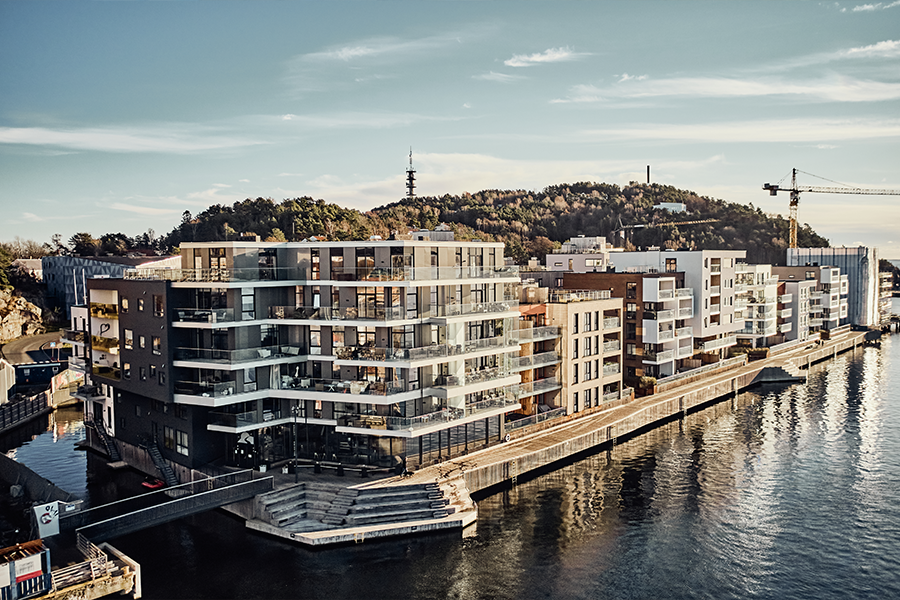 Kanalbyen i Kristiansand - utsikt, nærmiljø og unike leiligheter med rustikk finsk teglstein fra Wienerberger