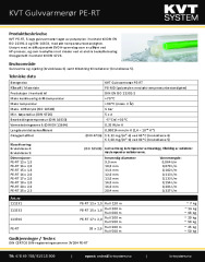 KVT Gulvvarmerør PE-RT Datablad