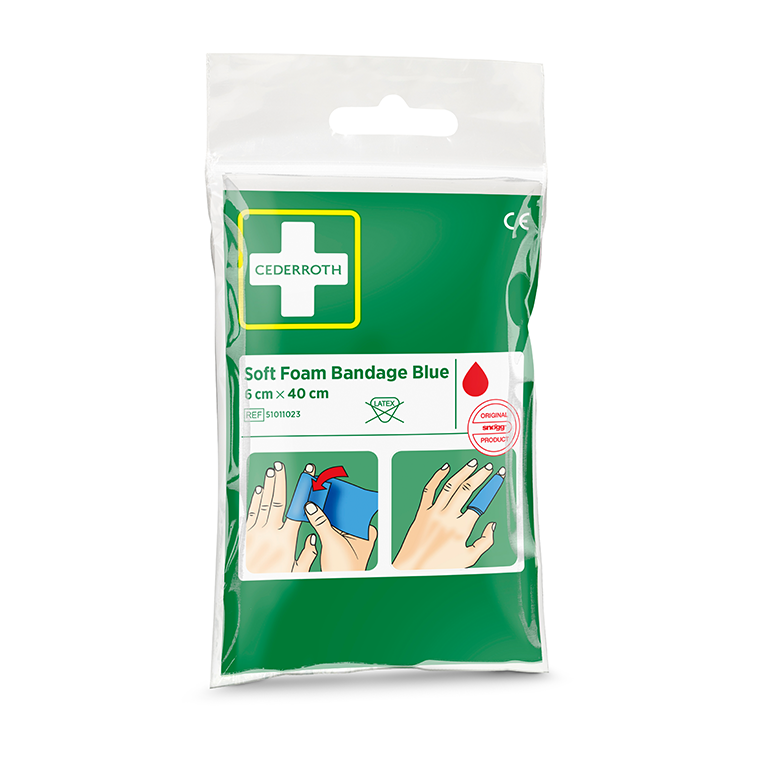 Soft Foam Bandage Blue – Pocket size 6 x 40 cm